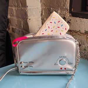 Betsey Johnson Toaster "A Toast to You" Crossbody Silver Bag